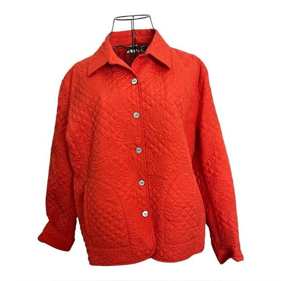Chico's Jackets & Blazers - Chico’s Quilted Button-Down Jacket - Size 2 (Large) - Orange - Lightweight